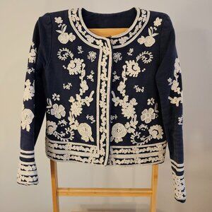 Embroidered Collarless Jacket